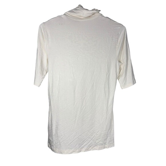 Lauren Ralph Lauren Women’s Mock Neck Top Ivory Cream M Elbow Sleeve Minimalist - Picture 7 of 10